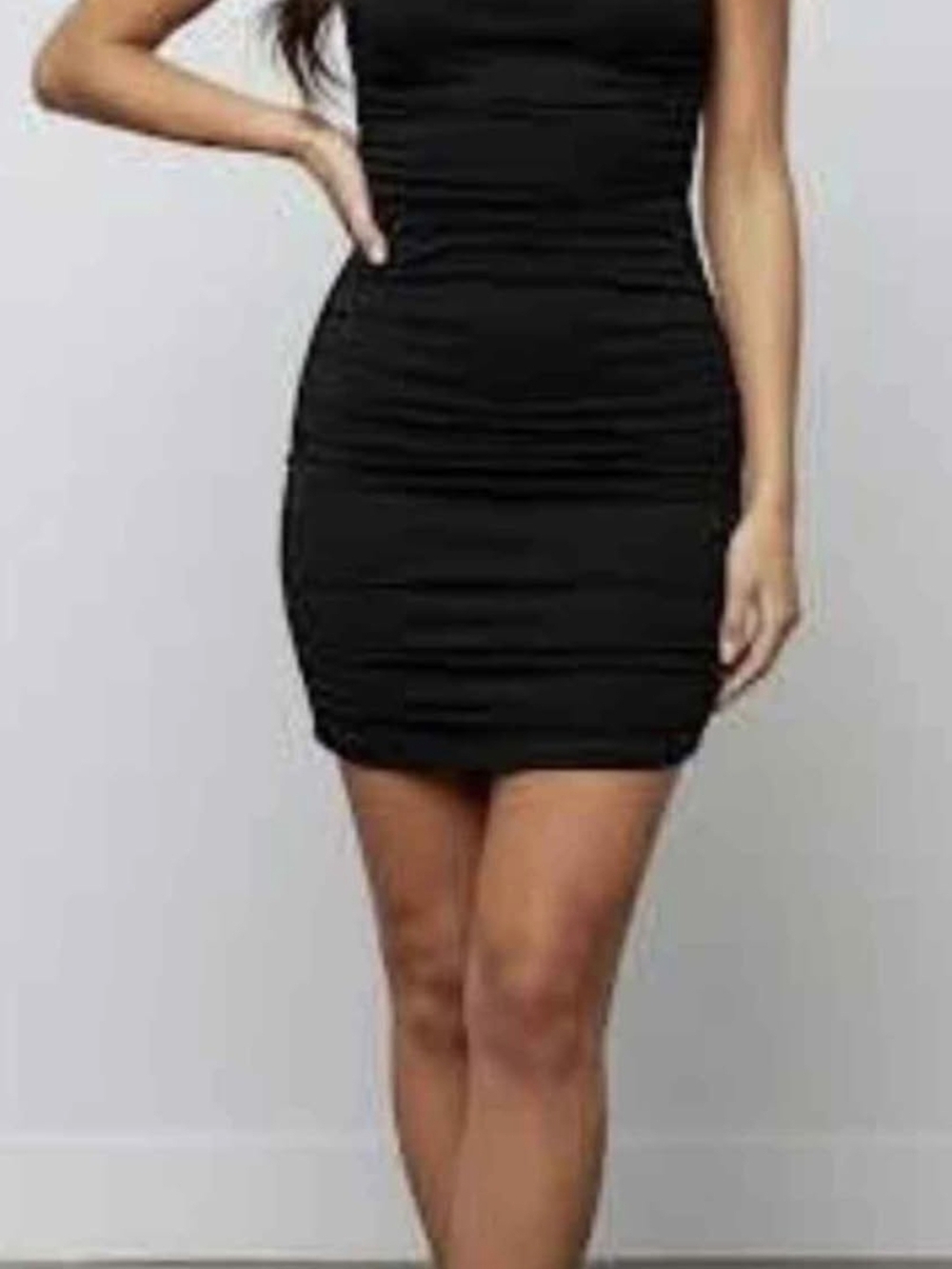 Forever 21 Black Ruched Mini Bodycon Dress